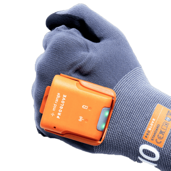 ProGlove (Workaround GmbH) Arbeitshandschuh - in der Abbildung mit einem MARK-2 Midrange Scanner